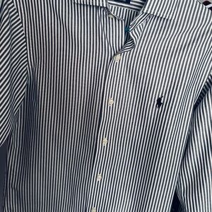 Ralph Lauren gray striped dress shirt slim fit small